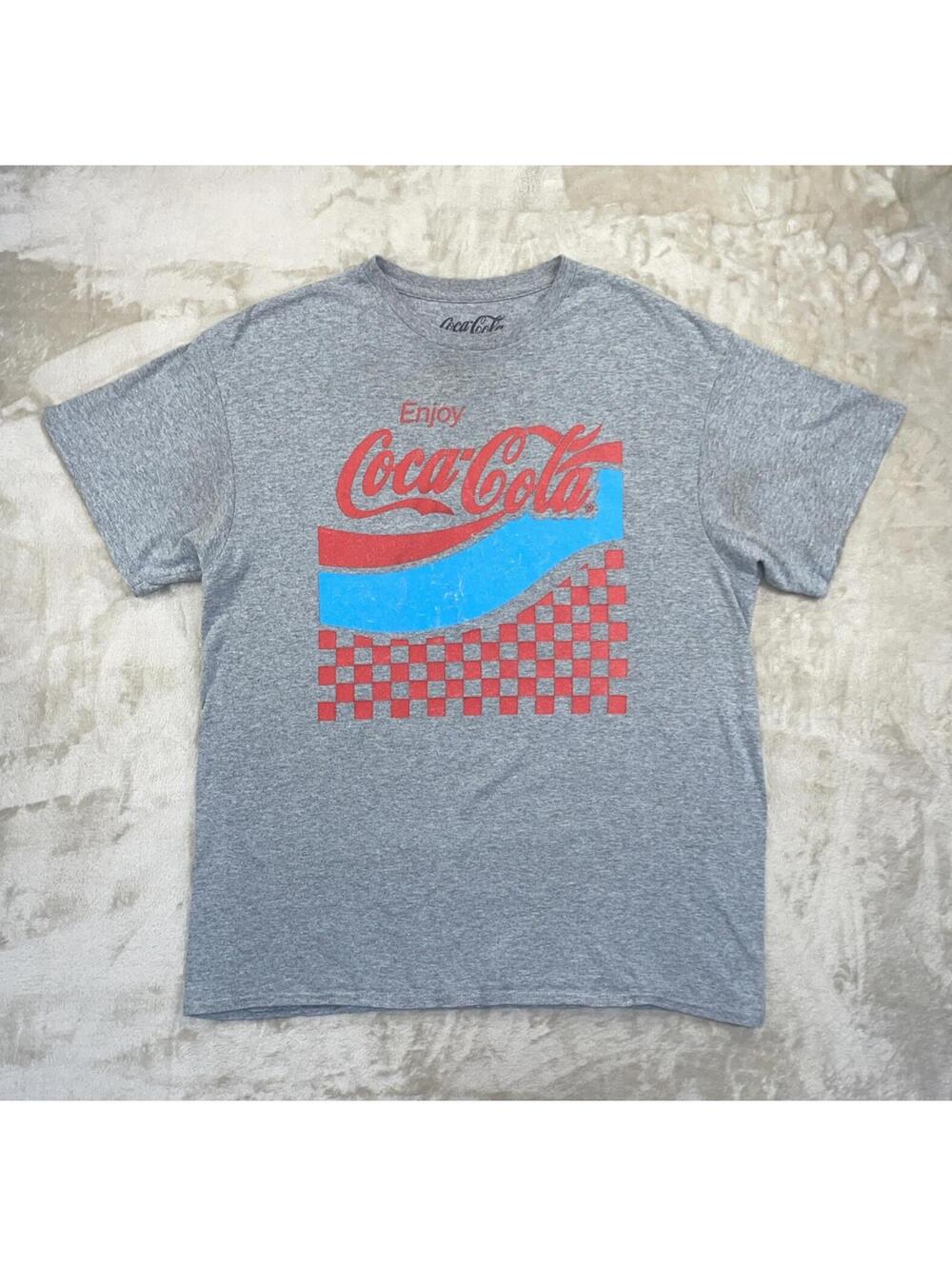 Licensed Coca-Cola Men's Gray Cotton Polyester Graphic Logo Crew Neck T-Shirt L